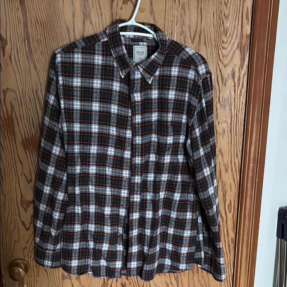 Chaps Cotton Flannel Plaid Button-Up Shirt